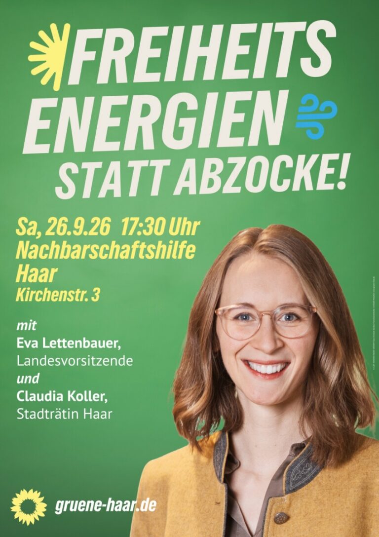 Vortrag und Diskussion mit der Landesvorsitzenden Eva Lettenbauer und Stadträtin Claudia Koller zum Thema „Freiheitsenergien statt Abzocke“